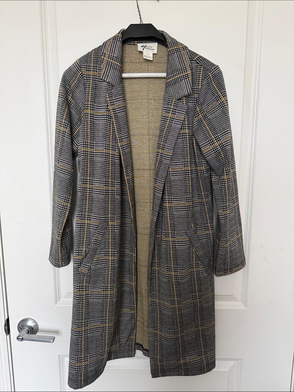 Womens Andrea Jovine Blazer Long Size Small Black Yellow & White Printed Blazer